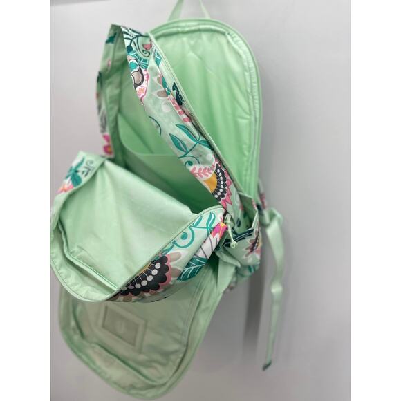 Vera Bradley Lighten Up Grand Laptop‎ Backpack Mint Green Pink Flowers Snail - Picture 8 of 9